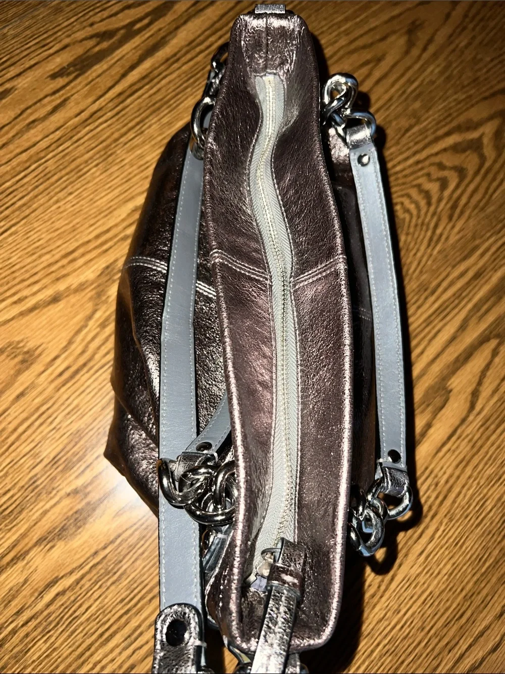Coach Metallic Brooke Leather Pewter Hobo Bag